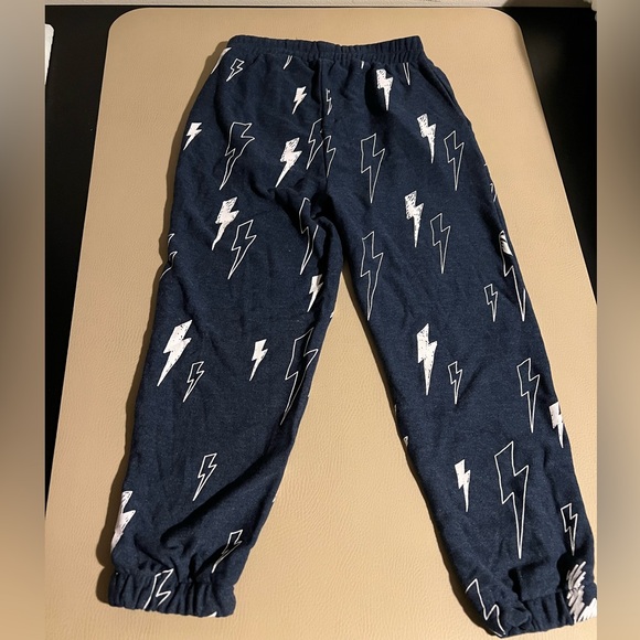 Chaser Navy/Blue bolt sweatpants print NWOT Size 6 - Picture 2 of 5